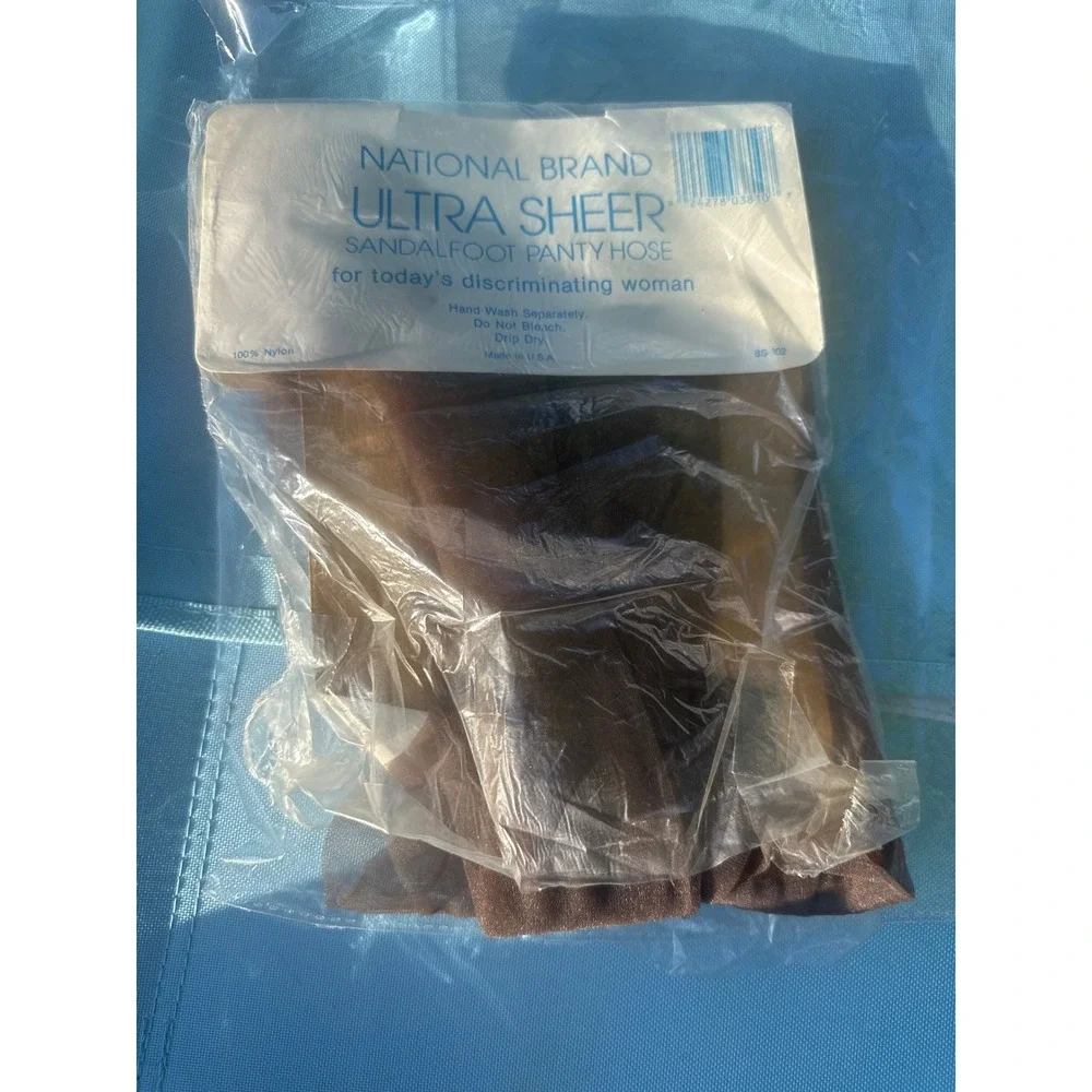 National Brand Ultra Sheer Pantyhose Sandalfoot Hosiery Medium‎ Vintage NOS